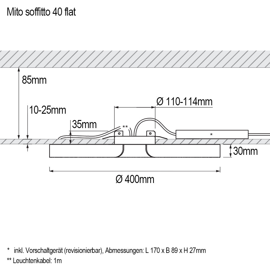 Mito soffitto 40 flat >>air<< narrow